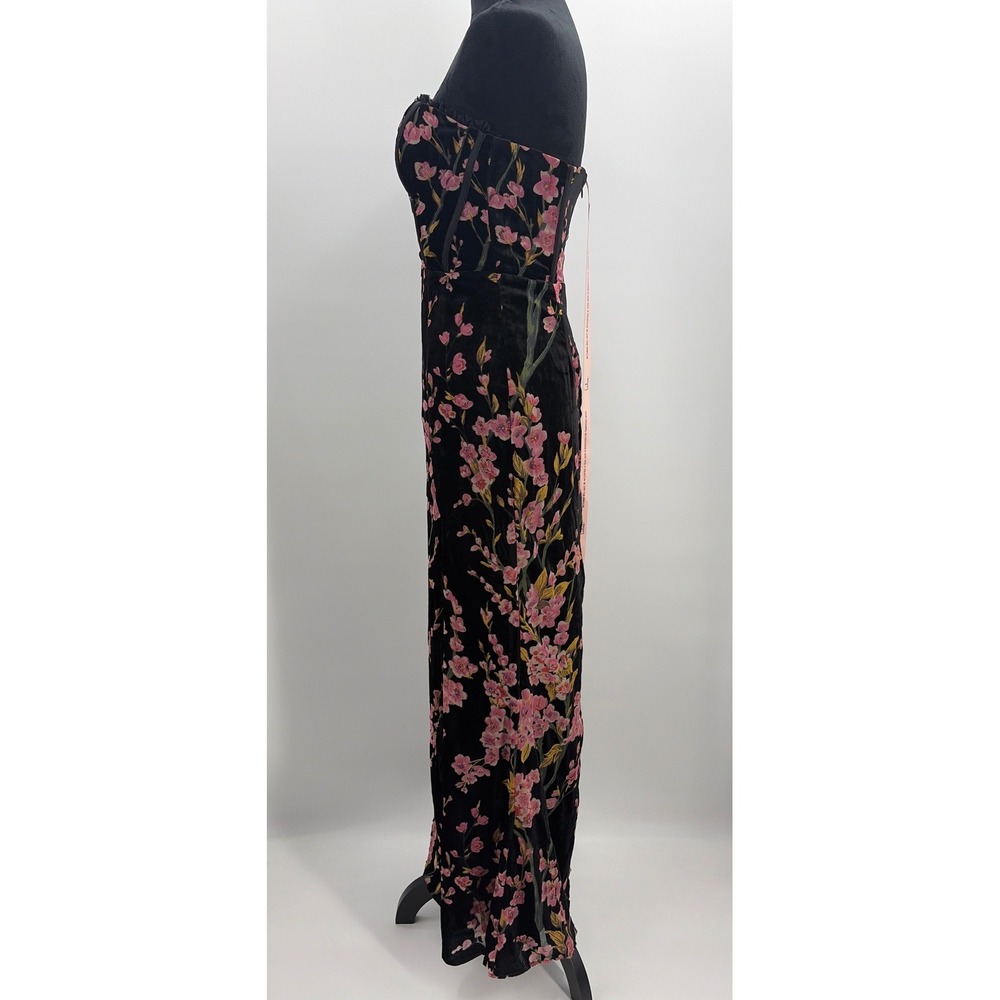 Lulus Luxurious Allure Black Floral Burnout Velvet Strapless Maxi Dress Small NW - Picture 8 of 13
